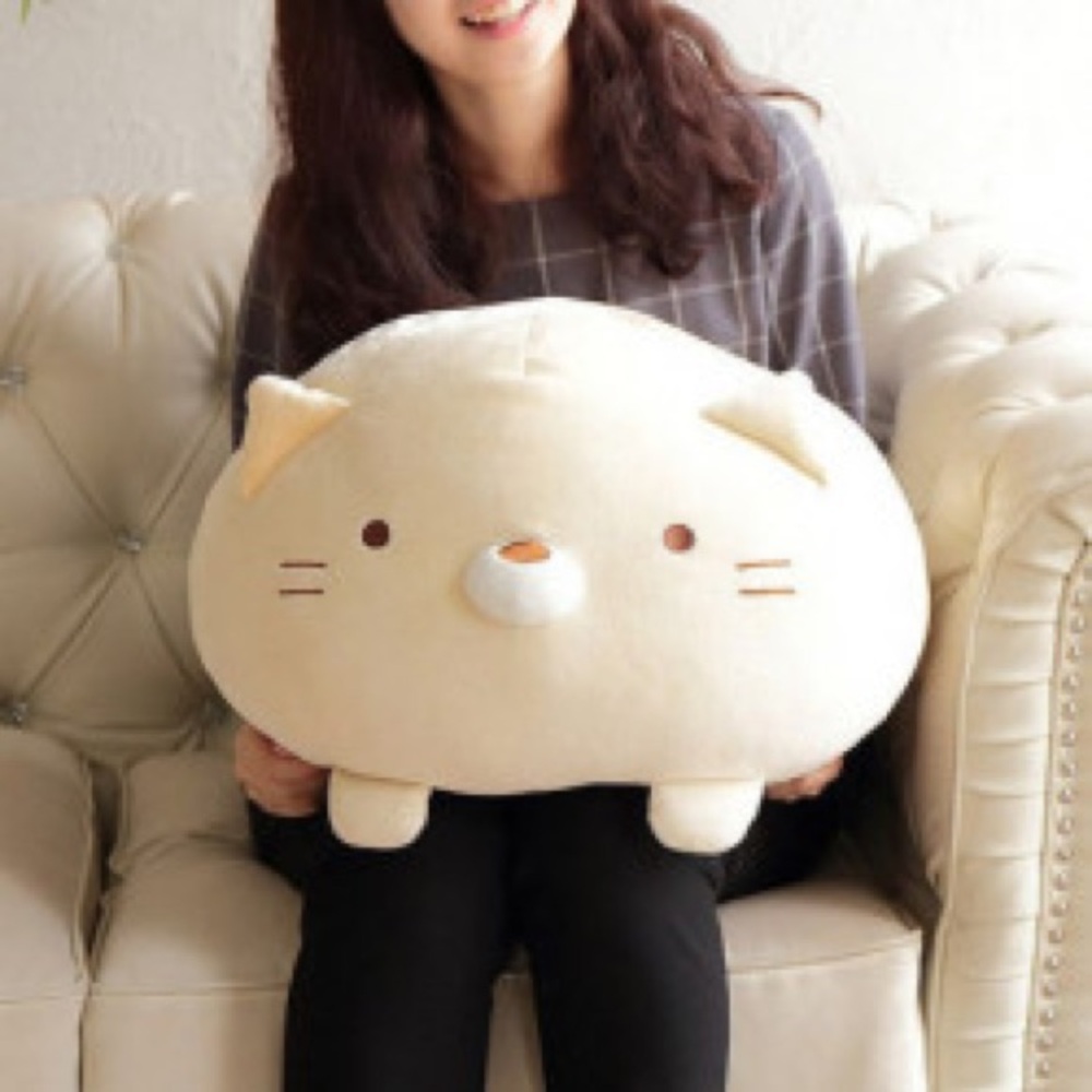 San-X Sumikko Gurashi Neko Super Mochi Daifuku Cushion Plush - Picture 10 of 10